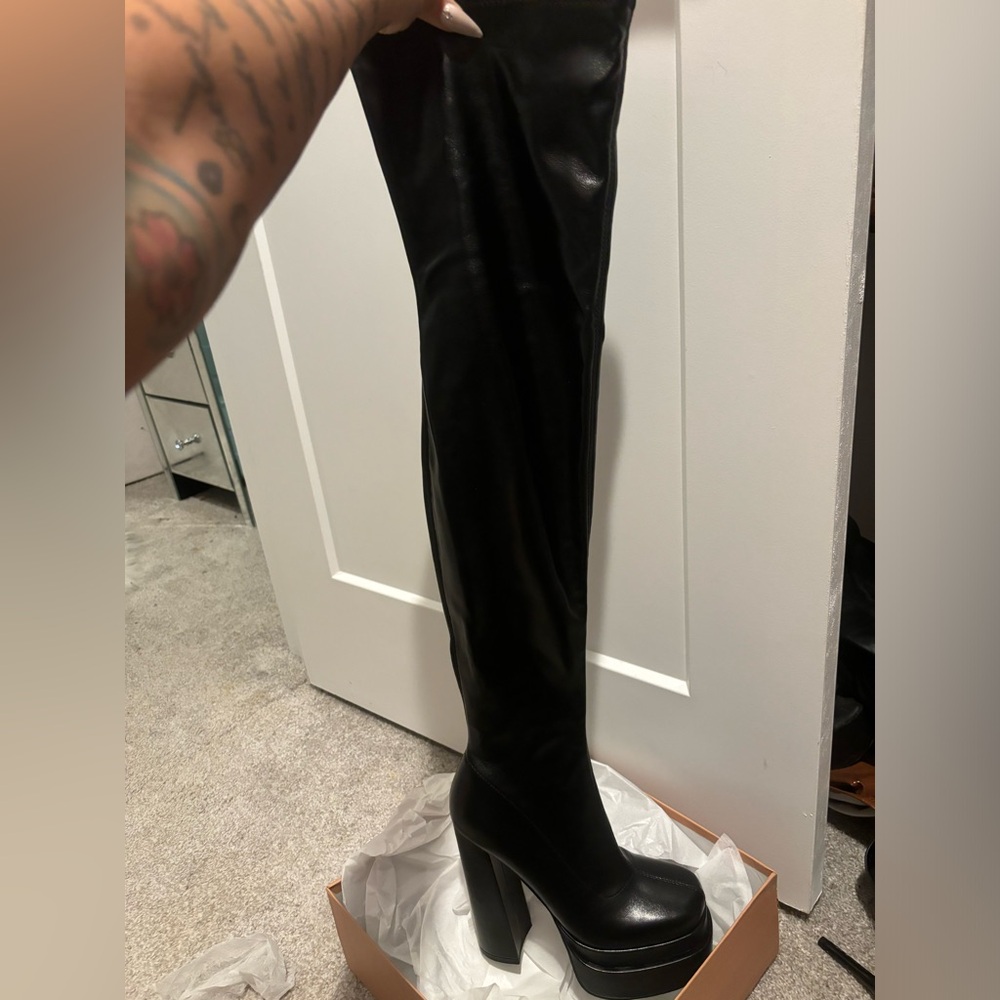Platform over the knee boots